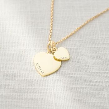 Sterling Silver Double Heart Personalised Necklace, 3 of 12