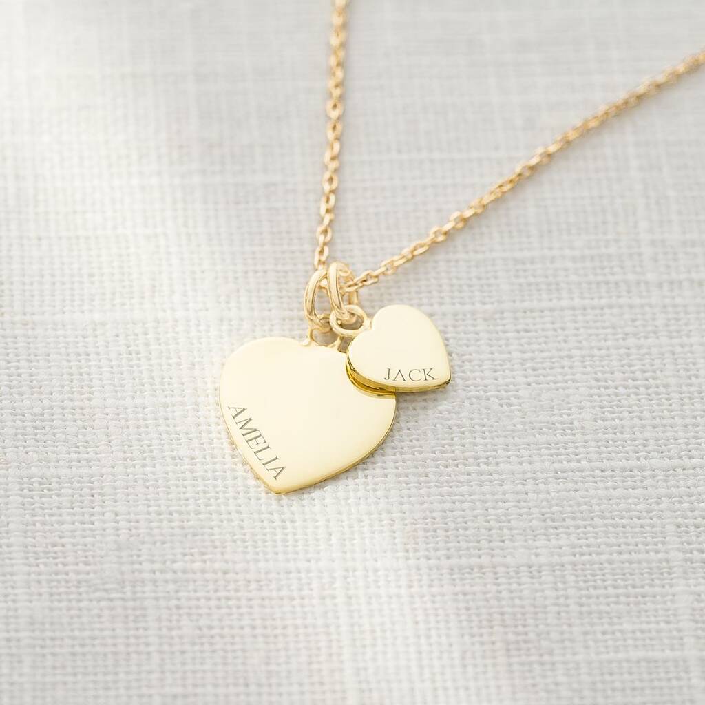 Sterling Silver Double Heart Personalised Necklace By Bloom Boutique