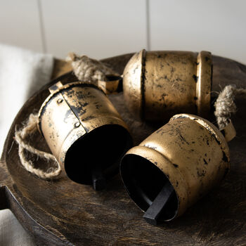 Set Of Three Antique Brass Cow Bells, 4 of 4