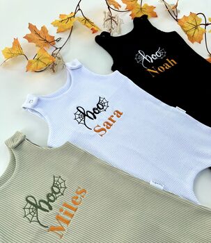 Baby Halloween Personalised Baby Dungarees Romper | Baby Costume, 3 of 7