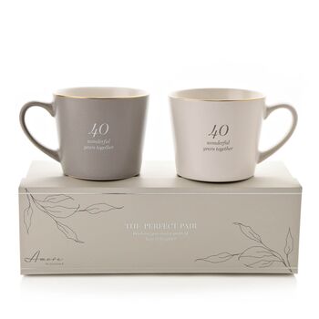 40th Ruby Anniversary 40 Years Couples Mug Gift Set, 2 of 4