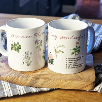 Describe Your Friend In Flowers Floriography Gift Mug, 2 of 9