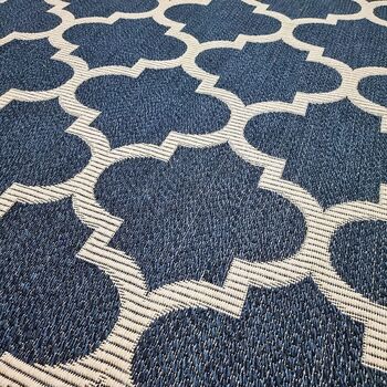 Navy And White Trellis Rug, 3 of 6