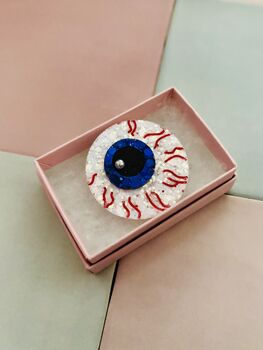 Eyeball Halloween Glitter Resin Brooch / Halloween Jewellery / Gothic Fashion Accessory, 4 of 6