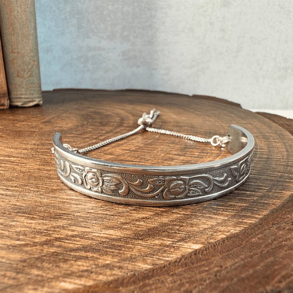 Rose Swirl Vintage Spoon Cuff Bracelet, 1 of 5