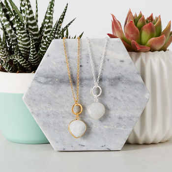 Gold Circle Moonstone Necklace, 3 of 5