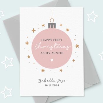 Bauble Personalised Auntie First Christmas Card, 2 of 3
