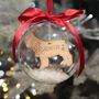 Pet Dog Breed In Scarf Snow Filled Christmas Tree Bauble, thumbnail 1 of 6