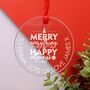 Personalised Merry Christmas Hanging Glass Decoration, thumbnail 1 of 3