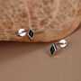 Sterling Silver Black Cz Rhombus 16 G Flat Back Labret Earrings, thumbnail 1 of 11