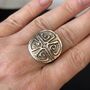 Swirl Pattern Silver Disc Adjustable Ring, thumbnail 1 of 9