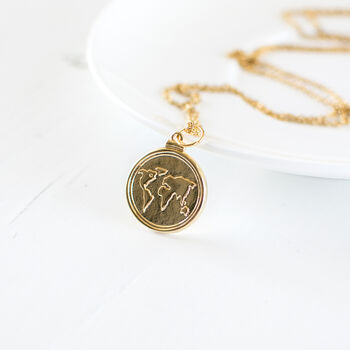 Gold Plated World Map Necklace, 4 of 8