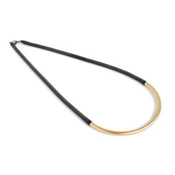 Curved Arched Tube Necklace, 2 of 4