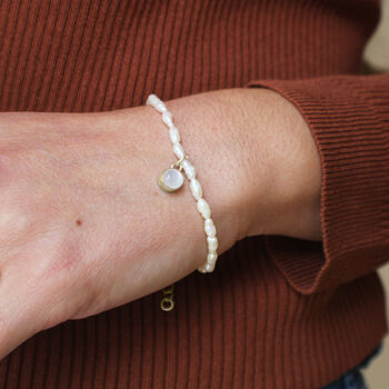 Organic Pearl And Moonstone Bracelet Silver Or 9ct Gold, 2 of 6