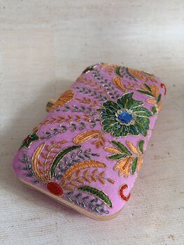 Pink Embroidered Clutch Bag, 4 of 11