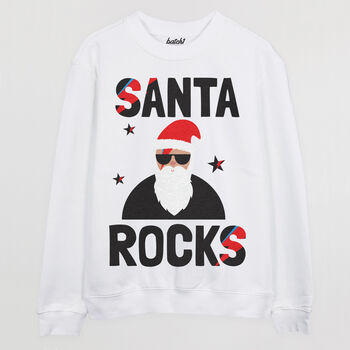 Santa Rocks Men's Christmas Jumper, 3 of 4