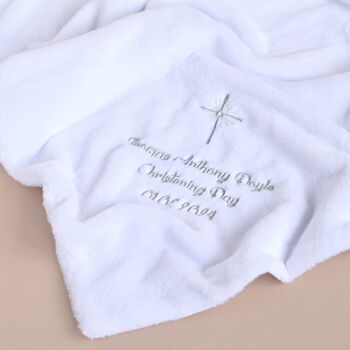 Personlaised Faux Fur White Blanket For Christening, 4 of 8