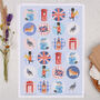 Traditional London, Queen Circle Sticker Sheet, thumbnail 1 of 2