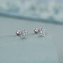Sterling Silver Opal Flower Stud Earrings 18 G Screw Back With Ball Backs, thumbnail 1 of 10
