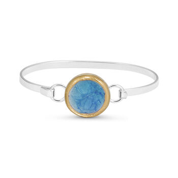 Round Turquoise Blue Lagoon Silver Plated Bangle, 2 of 5