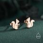 Cute Squirrel Stud Earrings In Sterling Silver, thumbnail 3 of 12