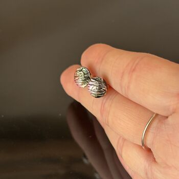 Pink Abstract Fused Glass Sterling Silver Stud Earrings, 9 of 10