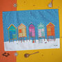 Norfolk Beach Huts Christmas Tea Towel, thumbnail 1 of 3