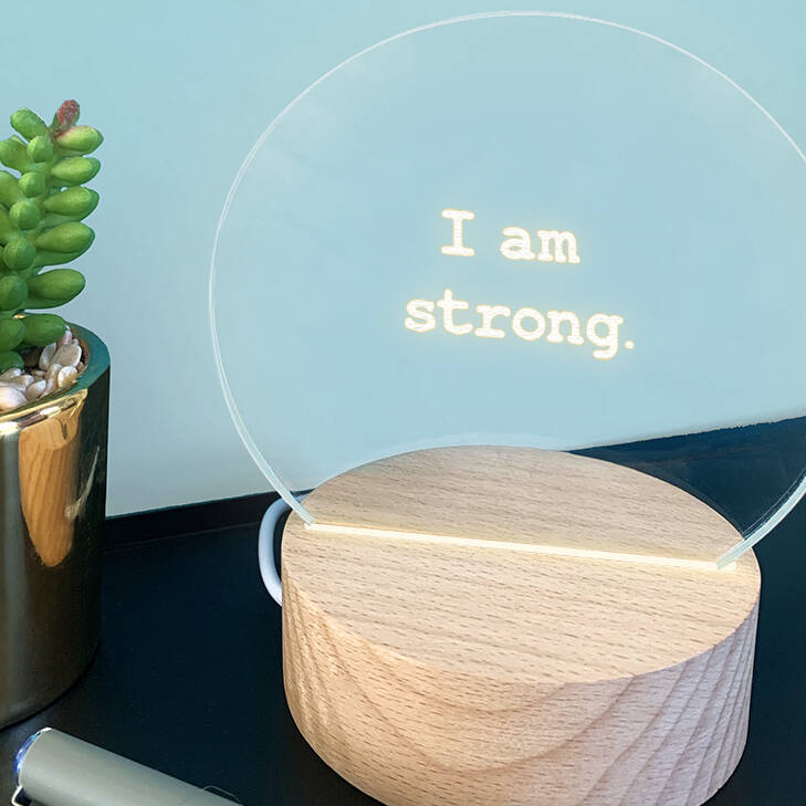 Personalised 'I Am Strong' Mini Desk Lamp, 1 of 3