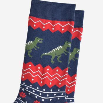 Men's Bamboo Socks T Rex Fair Isle, 3 of 5