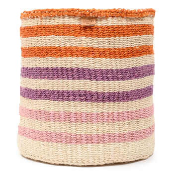Safiri: Orange And Pink Stripe Woven Storage Basket, 5 of 9