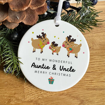 Personalised Auntie And Uncle Christmas Ornament, 7 of 7