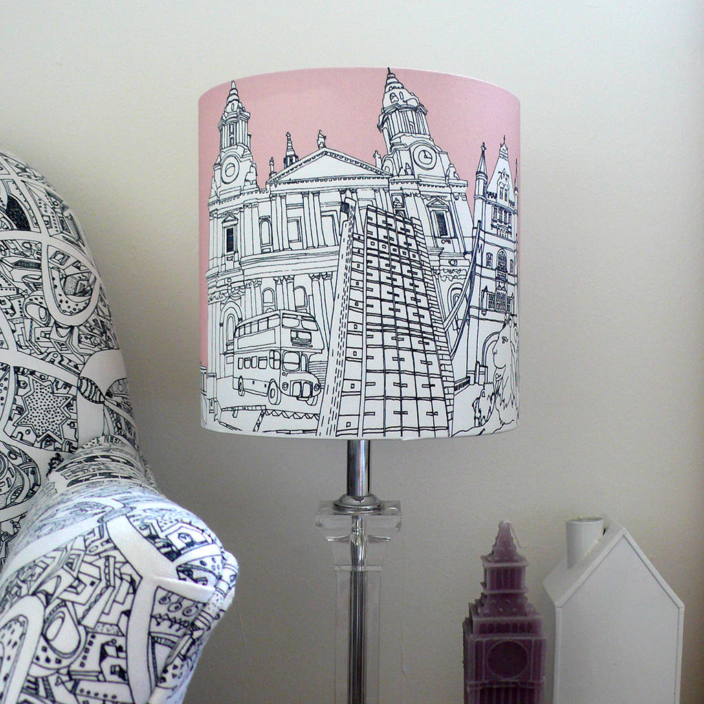 London Hand Drawn Lampshade Pink, 1 of 8