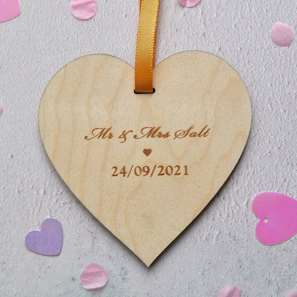 Personalised Wedding Wooden Heart, 1 of 5