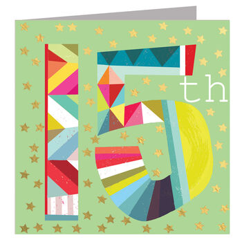 Gold Foiled Number Fifteen Card, 2 of 5