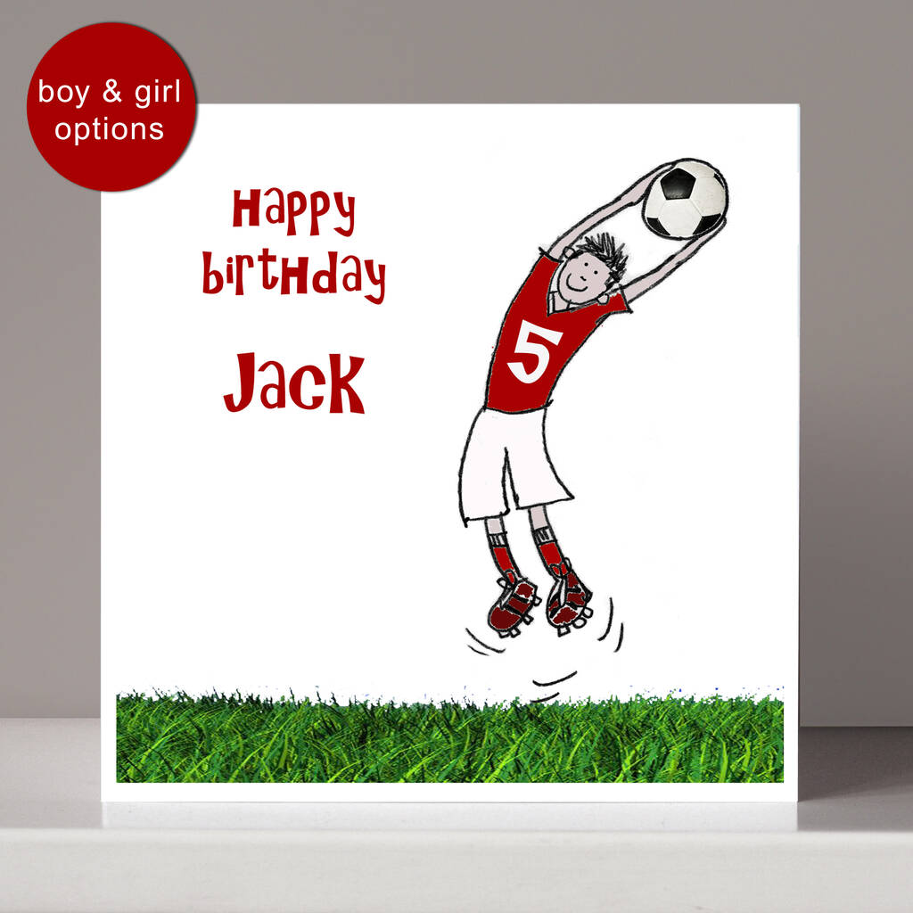 Personalised Red, Blue Or Green Football Birthday Card, 1 of 5