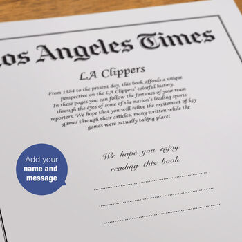 La Clippers Personalised Nba Basketball Gift Newspaper Book, 3 of 12