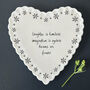 East Of India Porcelain Heart Coaster With Laughter Quote Keepsake Gift, thumbnail 3 of 4