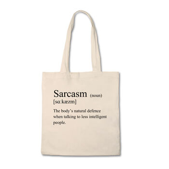 Sarcasm Definition Luxury Cotton Vegan Tote Bag, 3 of 3
