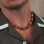 Octagon Link Chunky Gold Chain Necklace In 18 K Gold Plating, thumbnail 10 of 11