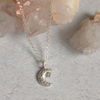 Crescent Moon Silver Moonstone Necklace, 6 of 10