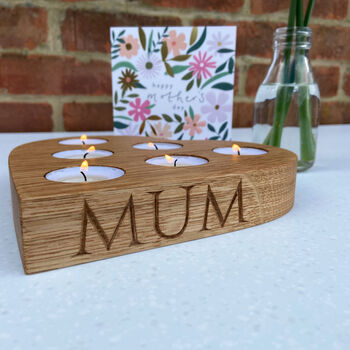 Personalised Heart Tea Light Holder For Mum, 2 of 7