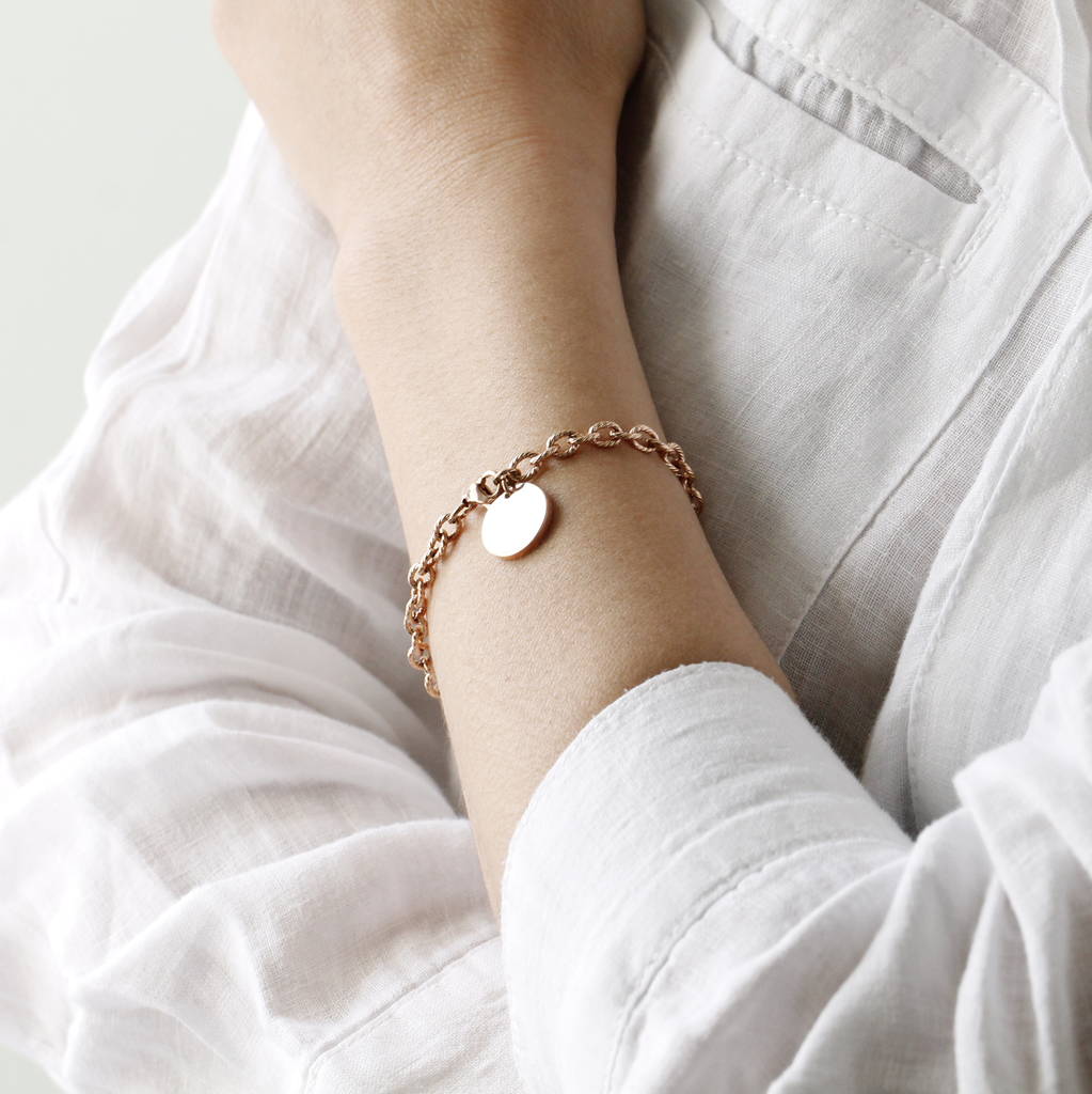 Rose Gold Chain Bracelet With Round Tag By Attic | notonthehighstreet.com