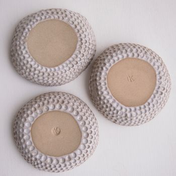 Handmade White Ceramic Ring Dish With Gold Dots, 5 of 6