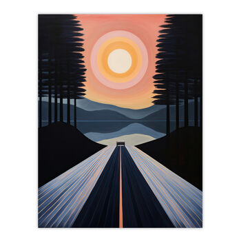 Into The Sunset Modern Calm Landscape Wall Art Print, 6 of 6