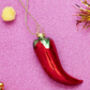 Sparkly Chilli Glass Bauble, thumbnail 1 of 2