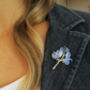 Sweet Pea Blue Flower Brooch, thumbnail 2 of 5