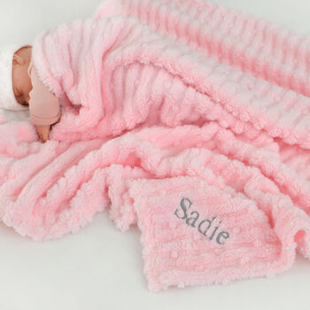 Personalised Pink Textured Fluffy Baby Blanket, 5 of 8
