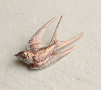 Rose Gold Pink Swallow Brooch Pin, 2 of 4