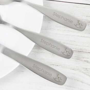 Personalised New Baby Cutlery Set With Gift Box, 2 of 5