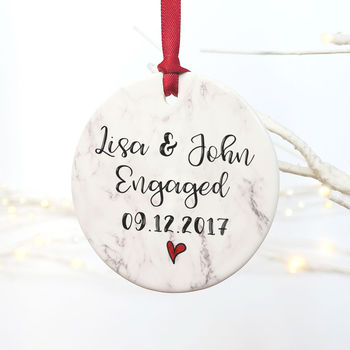 Personalised Engaged Marble Effect Hanging Decoration, 2 of 2